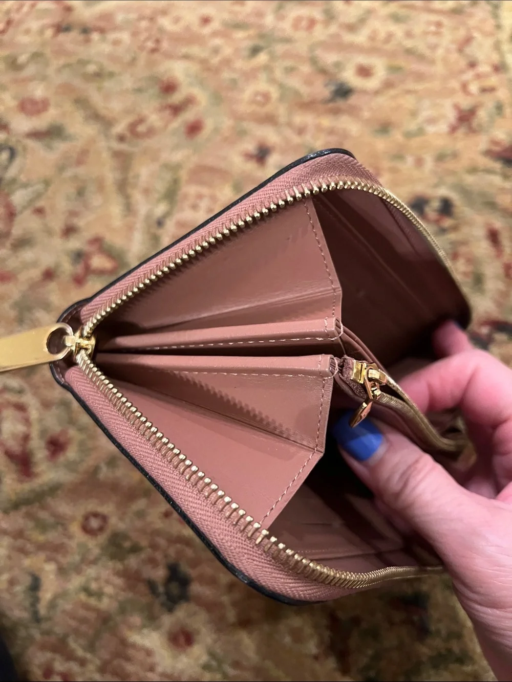 Louis Vuitton Vernis Zip Wallet in Nude Brown Patent